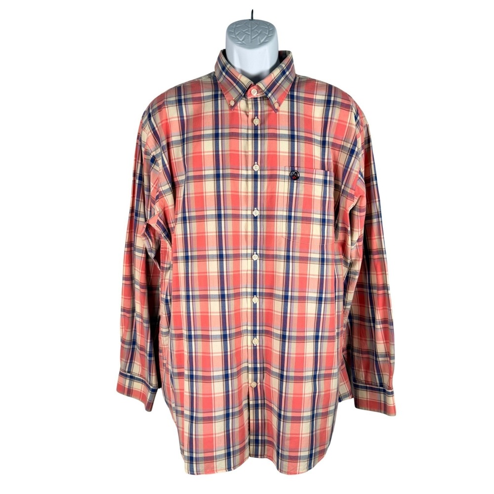 Southern Proper Plaid Button Down Shirt Mens XL Pink Blue Tan Long Sleeve Preppy